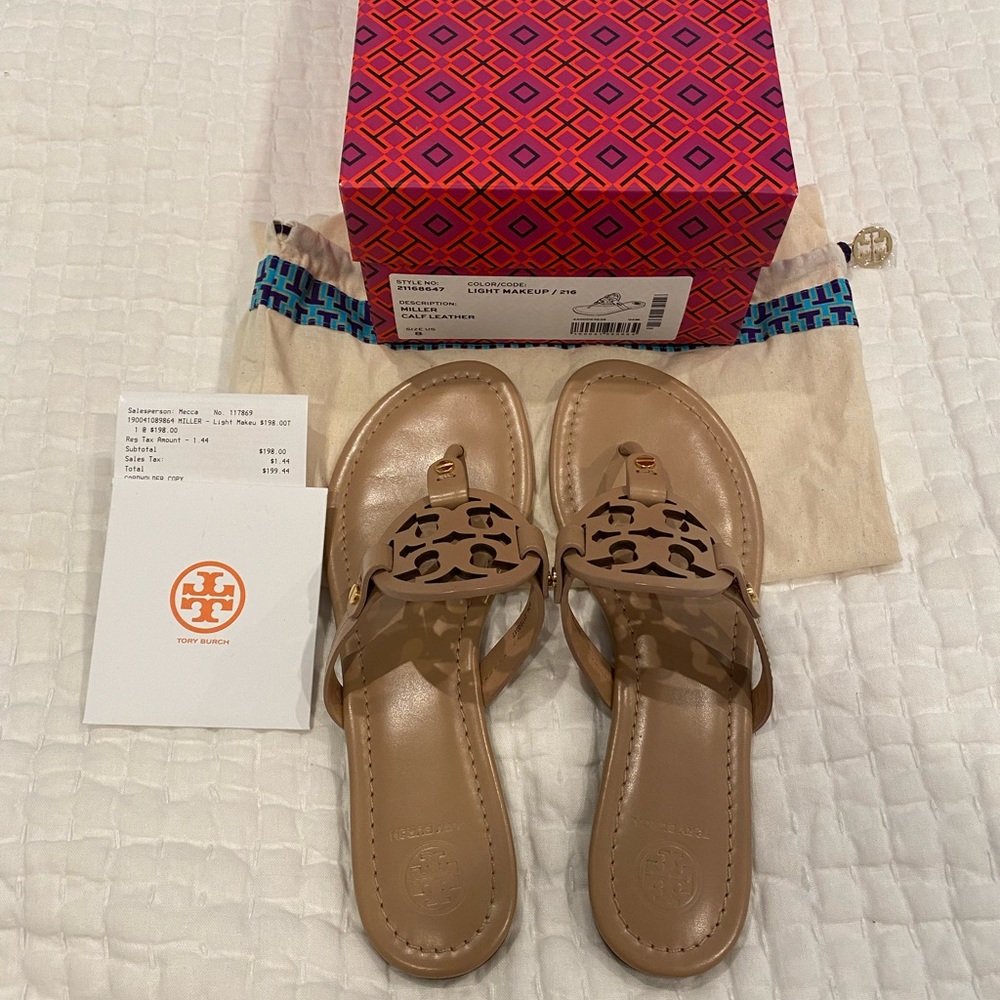 Authentic Tory Burch Miller Sandals - “light makeup” color